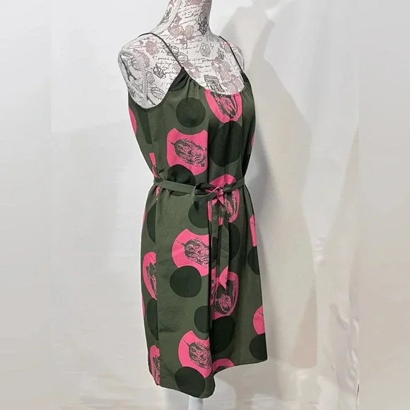 🛍️ TUCKER for Target Olive green and pink summer dress‎ size M. - Picture 7 of 13